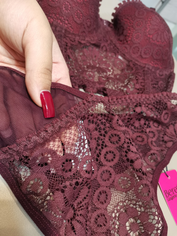ست سوتین و شورت پایه بلند رنگ عنابی سایز ۷۵ تا ۹۵
